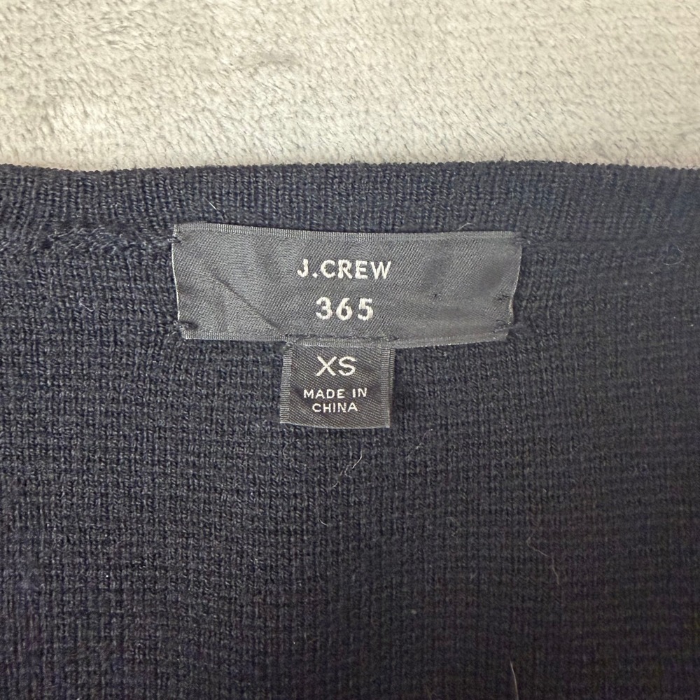 J.Crew‎ Cardigan Sweater Womens XS Black Open Front Longline Merino Blend J6339 - Picture 3 of 10